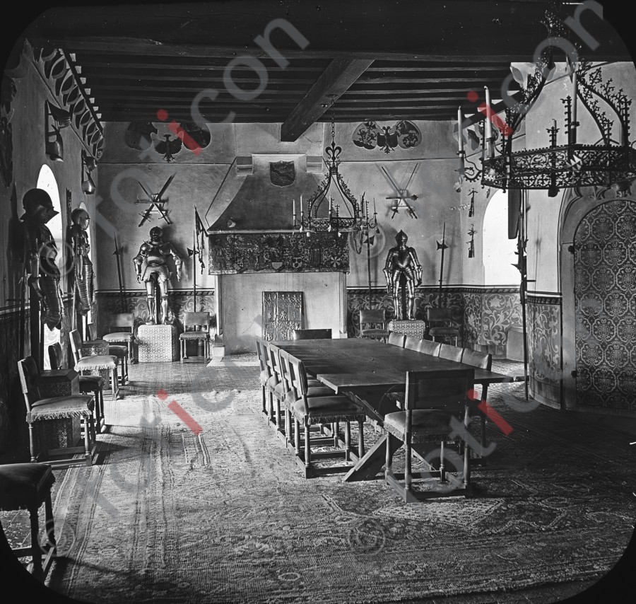 Rittersaal auf Burg Eltz | Knights Hall on Eltz Castle - Foto simon-195-011-sw.jpg | foticon.de - Bilddatenbank für Motive aus Geschichte und Kultur
